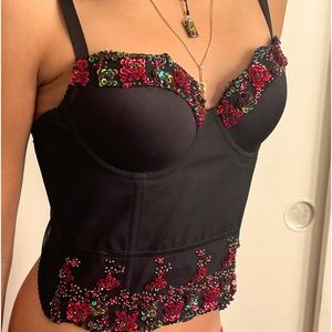 BEBE Floral beaded bustier , Xs  new